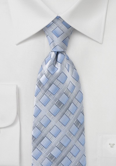 Silver and Blue Diamond Tie