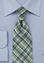 Modern Plaid Tie in Fresh Greens