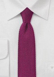 Dark Magenta Pink Knitted Silk Tie