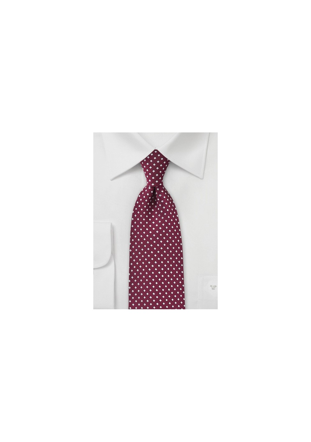 Wine Red and Silver Diamond Pattern Tie