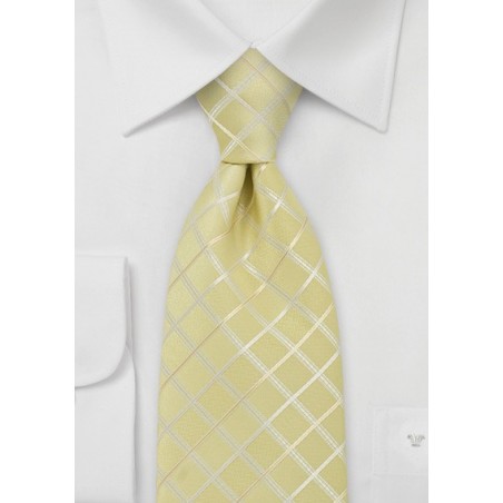 Light Yellow Check Pattern Tie for Kids