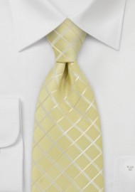 Light Yellow Check Pattern Tie in XL Length