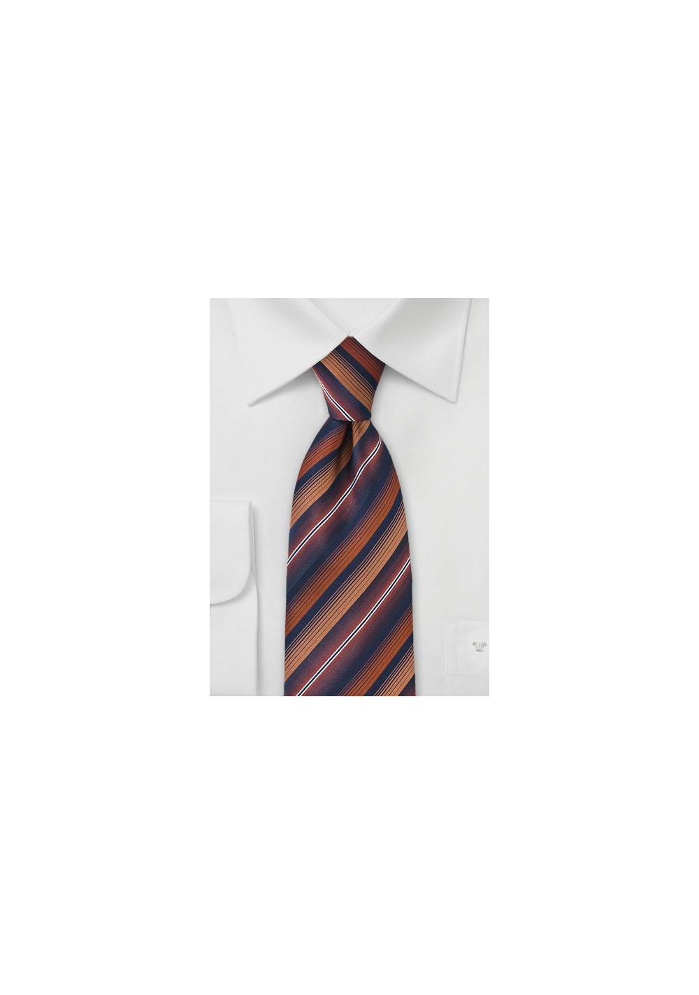 Navy Tie with Burnt Orange Stripes