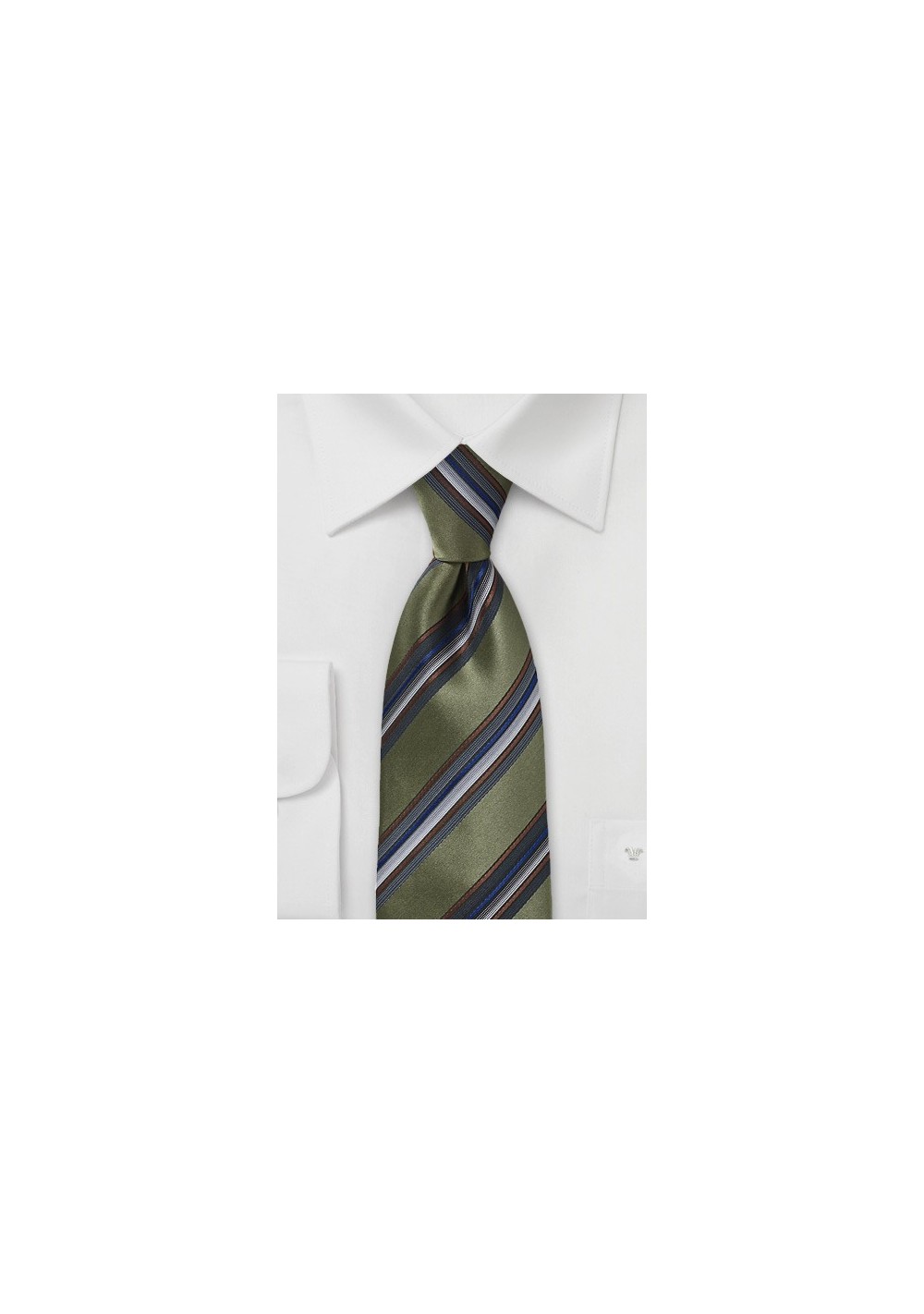 Striped Tie in Olive Green