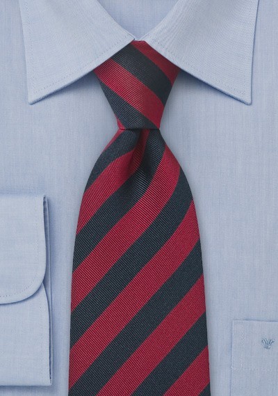 Repp Textured Red and Navy Tie in XL Length