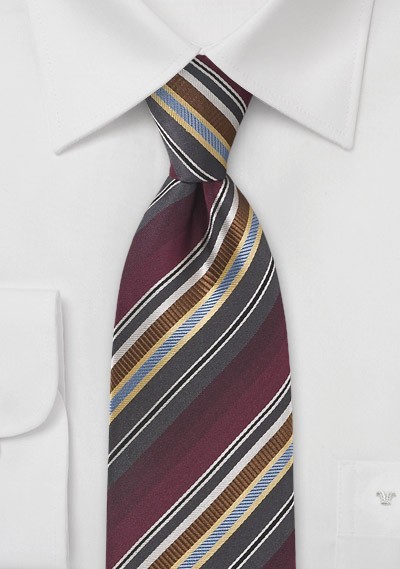 Handsome Striped Tie in Burgundies