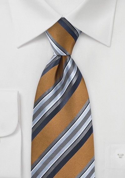 Thick Striped Tie in Bronze