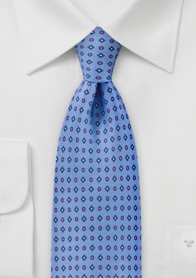 Geometric Tie in Ocean Blues and Reds
