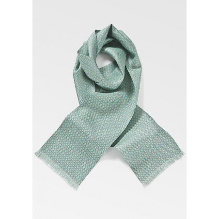 Graphic Silk Scarf in Aqua and Blues