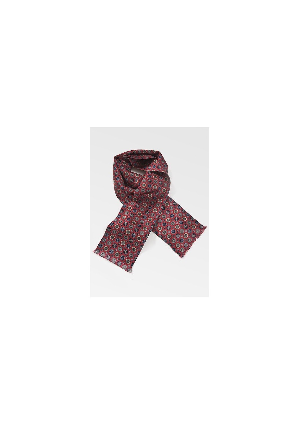 Fashionable Patterned Silk Scarf in Merlots