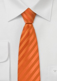 Bright Orange Striped Skinny Tie