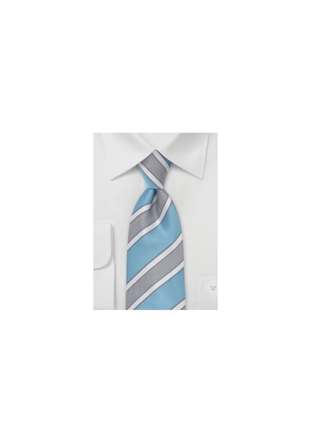 Extra Long Striped Tie in Adriatic Blue