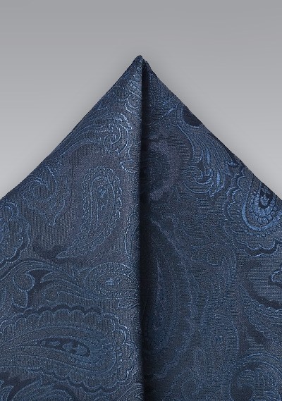 Paisley Patterned Pocket Square  in Dark Blues