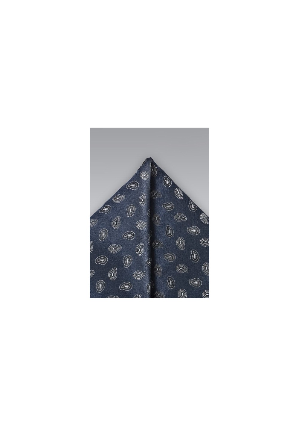 Mini Paisley Patterned Pocket Square in Navy
