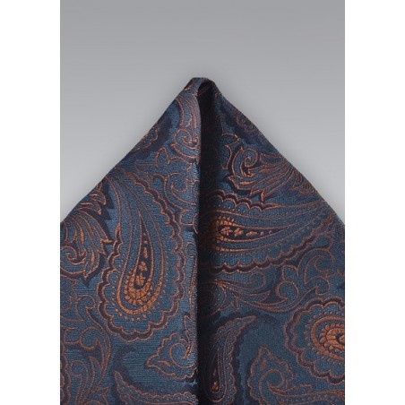 Navy Blue and Copper Pocket Square
