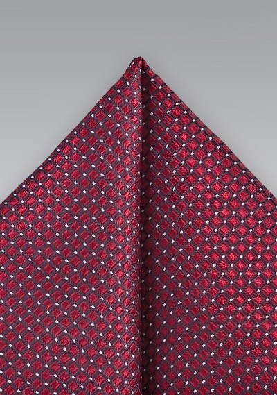 Handwoven Square Patterned Pocket Square in Red