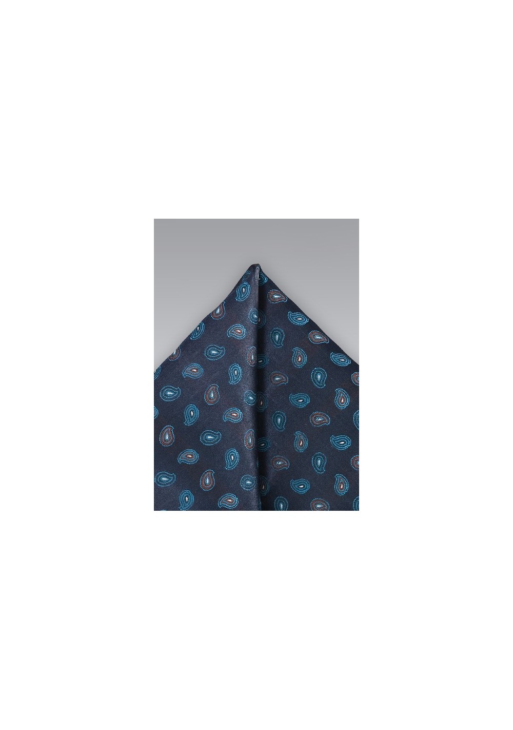 Mens Paisley Pocket Squre in Navy and Teals