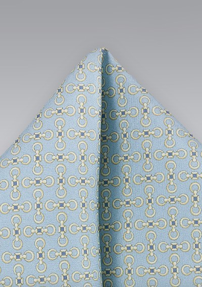 Patterned Pocket Square in Pastel Blues and Yellows