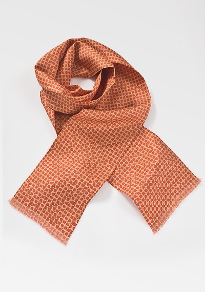 Man's Silk Scarf in Persimmon and Yellow