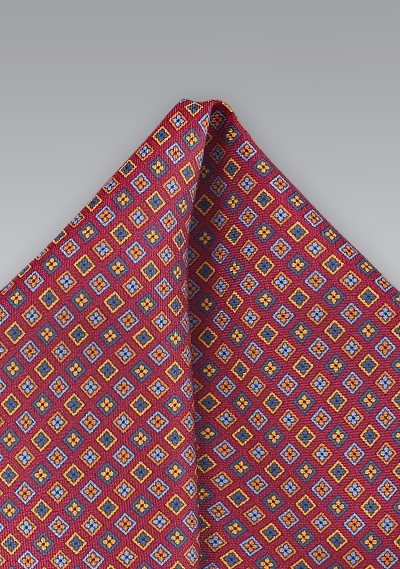 Silk Pocket Square in Muted Red