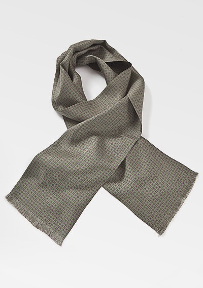 Mens Silk Scarf in Olive Green