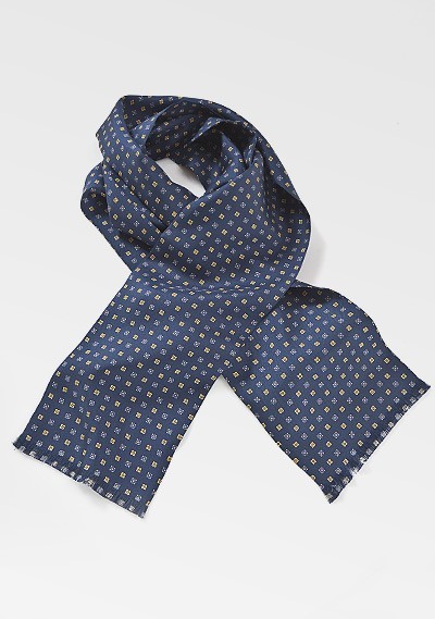 Designer Diamond Patterned Scarf in Navy Blue | Cheap-Neckties.com