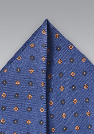 Patterned Pocket Square in Dar Blue | Cheap-Neckties.com