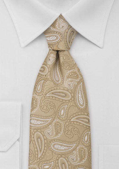 XL Golden Tan Paisley Necktie