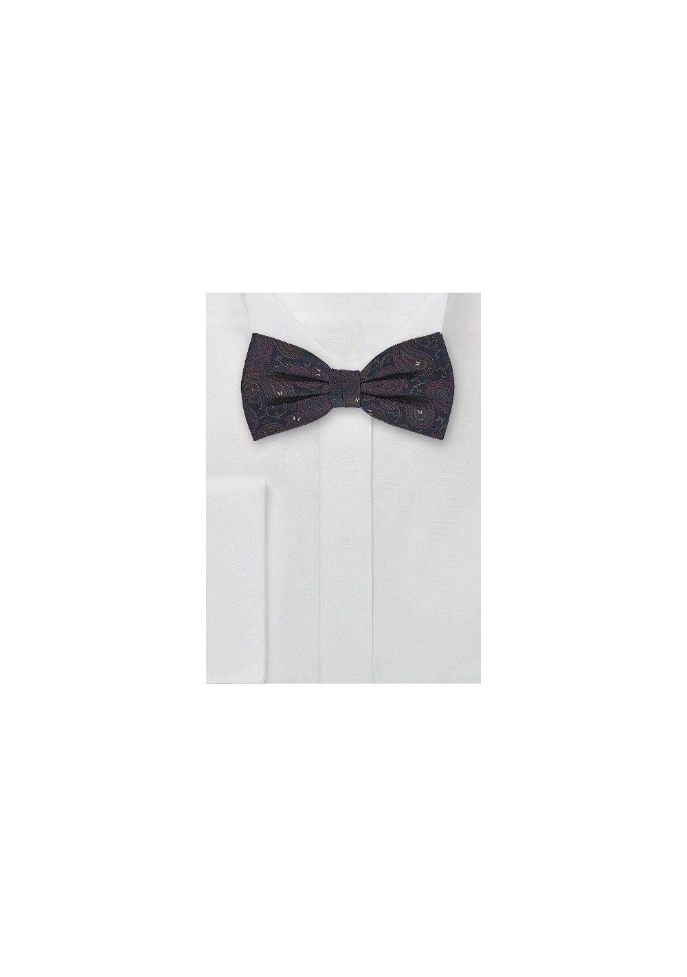Midnight Blue Bow Tie with Plum Accents