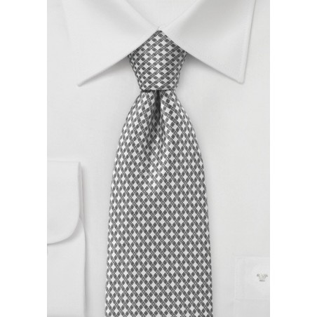 Graphic Tie in Ivory and Charcoal