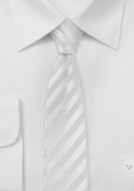 Striped White Skinny Tie