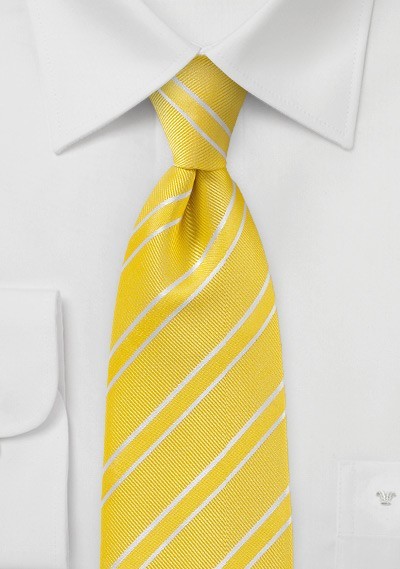Fresh Neon Yellow and White Striped Tie | Cheap-Neckties.com