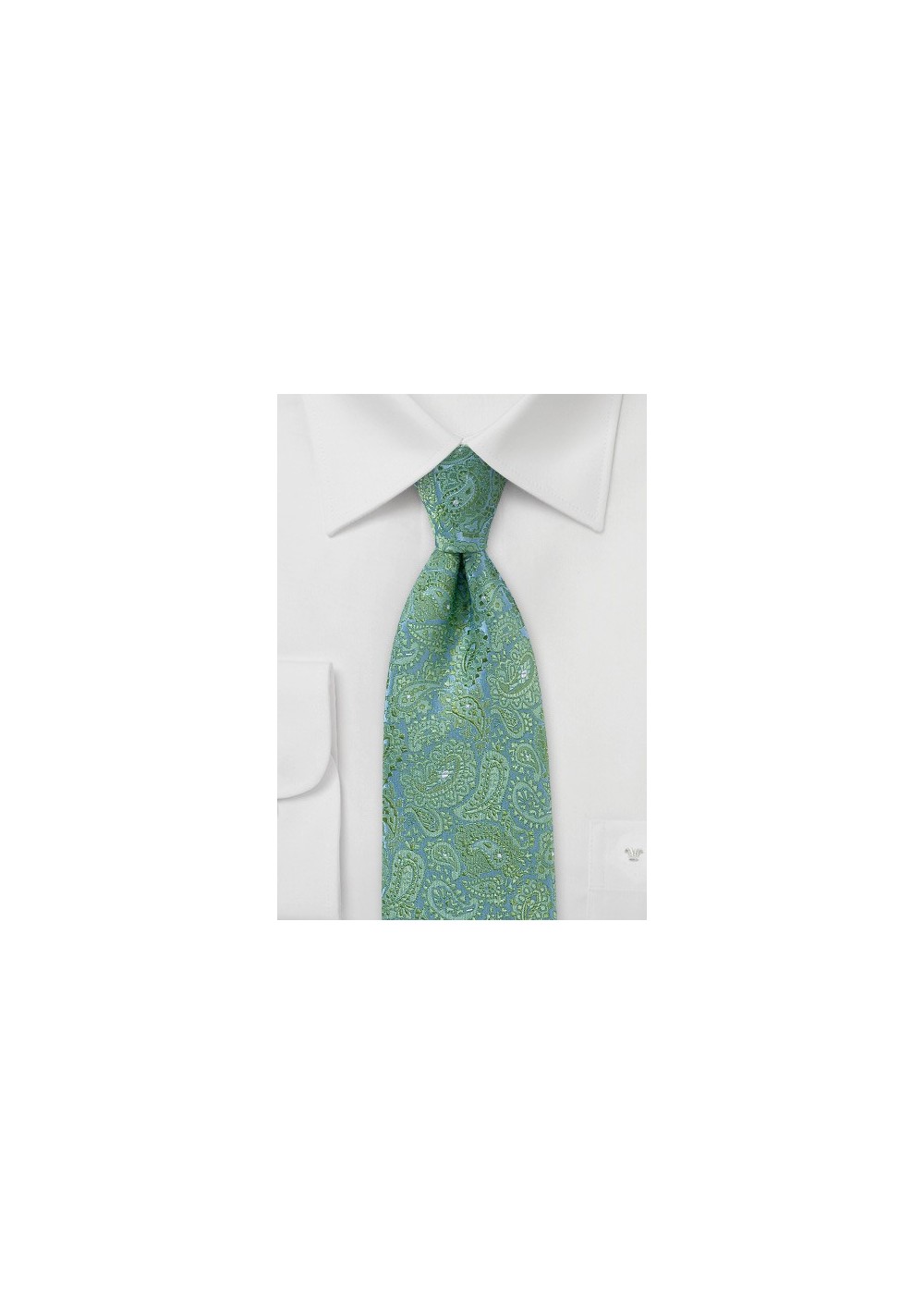Fresh Paisley Tie in Light Greens and Blues