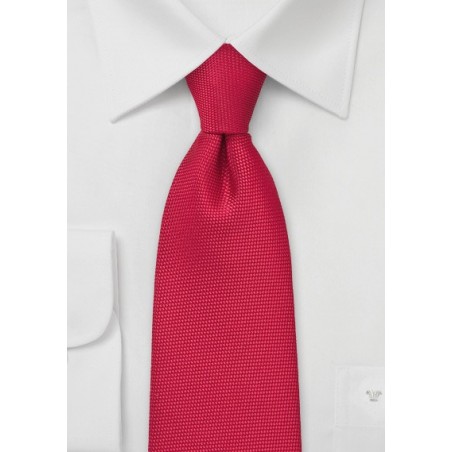 Bright Red Kids Tie with Textured Weave