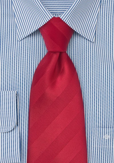 Striped Tie in Proper Red Made in XL Length