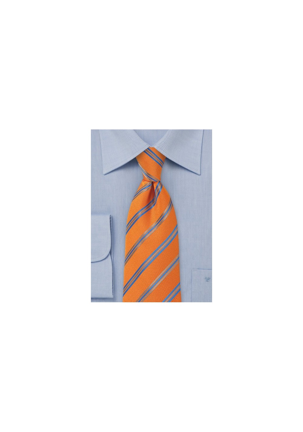 Tangerine Orange Striped Tie with Blue and Taupe Accents