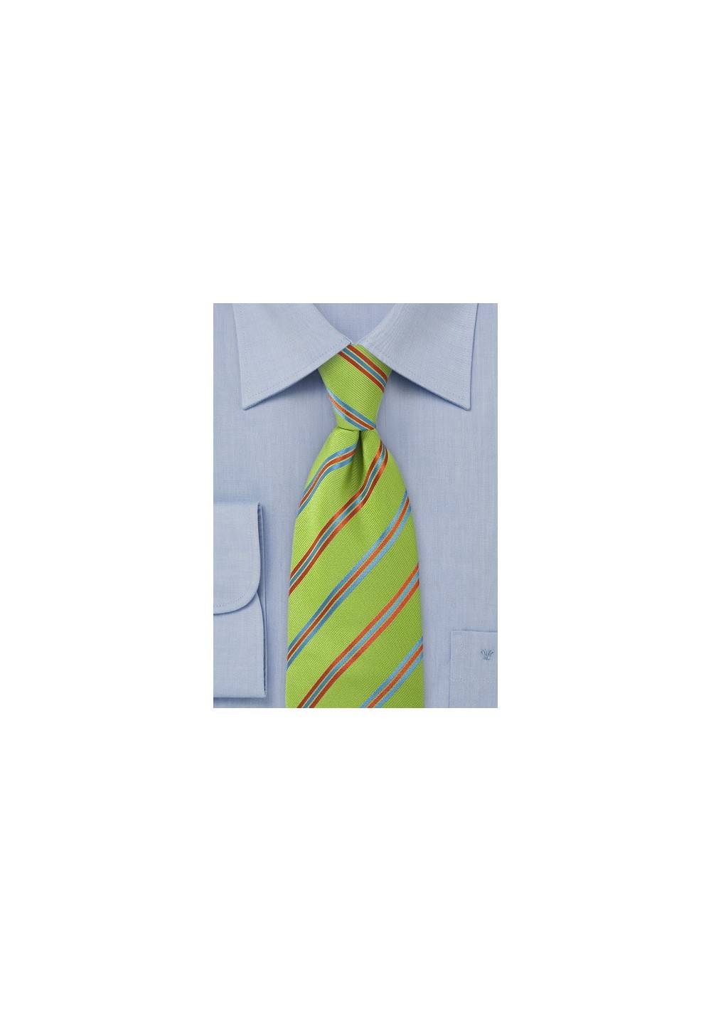 Striped Pea Green Tie