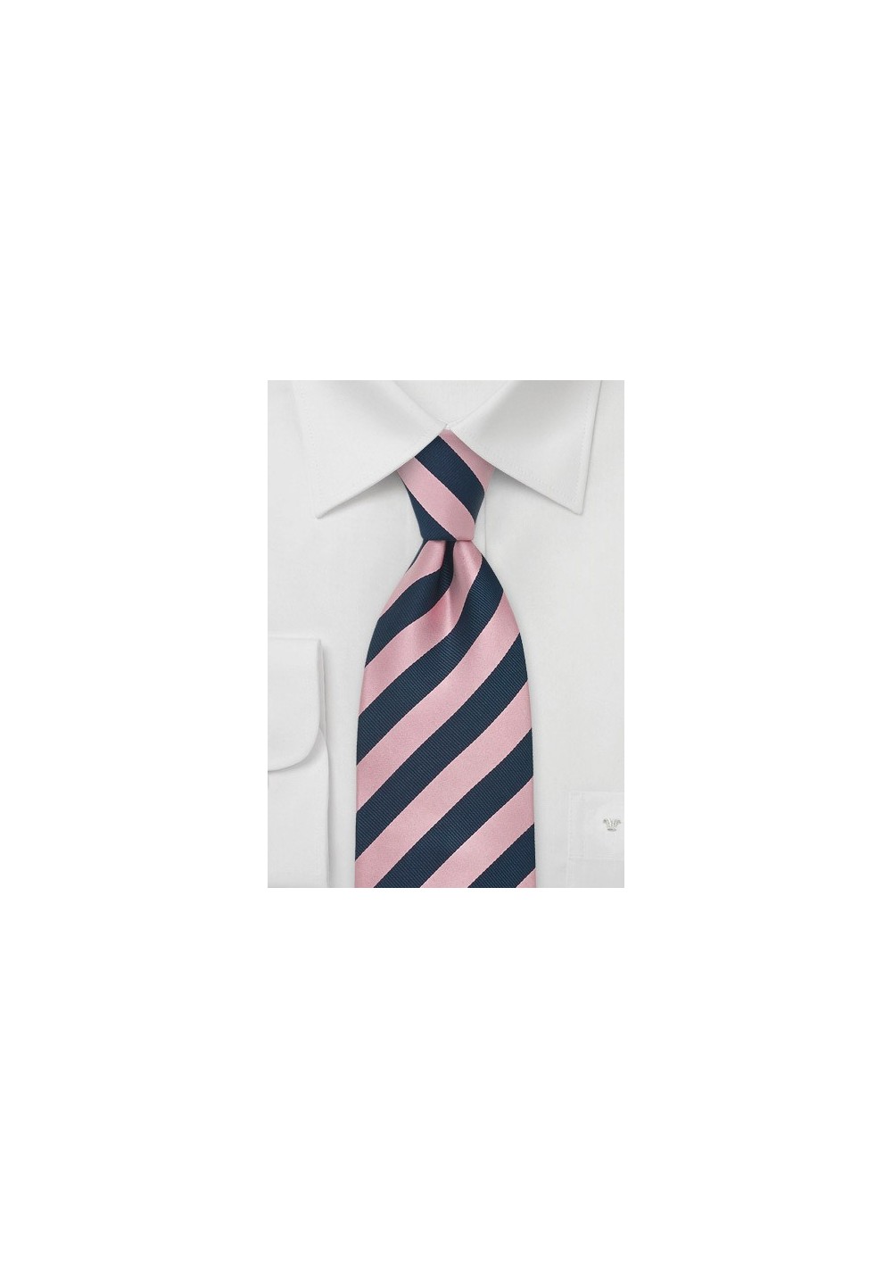 Navy and Pink Striped Silk Tie