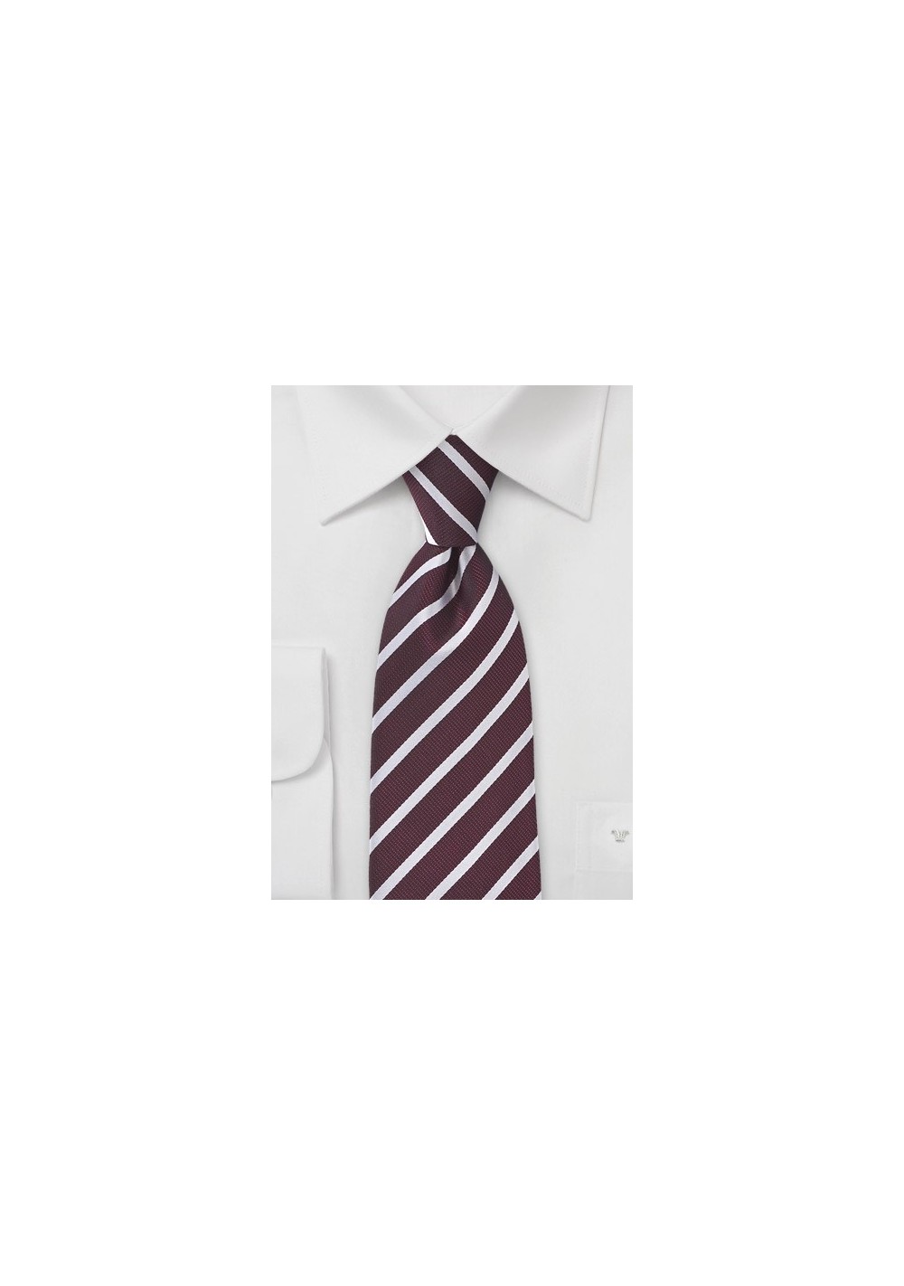 Crimson Red Tie with Light Silver Stripes