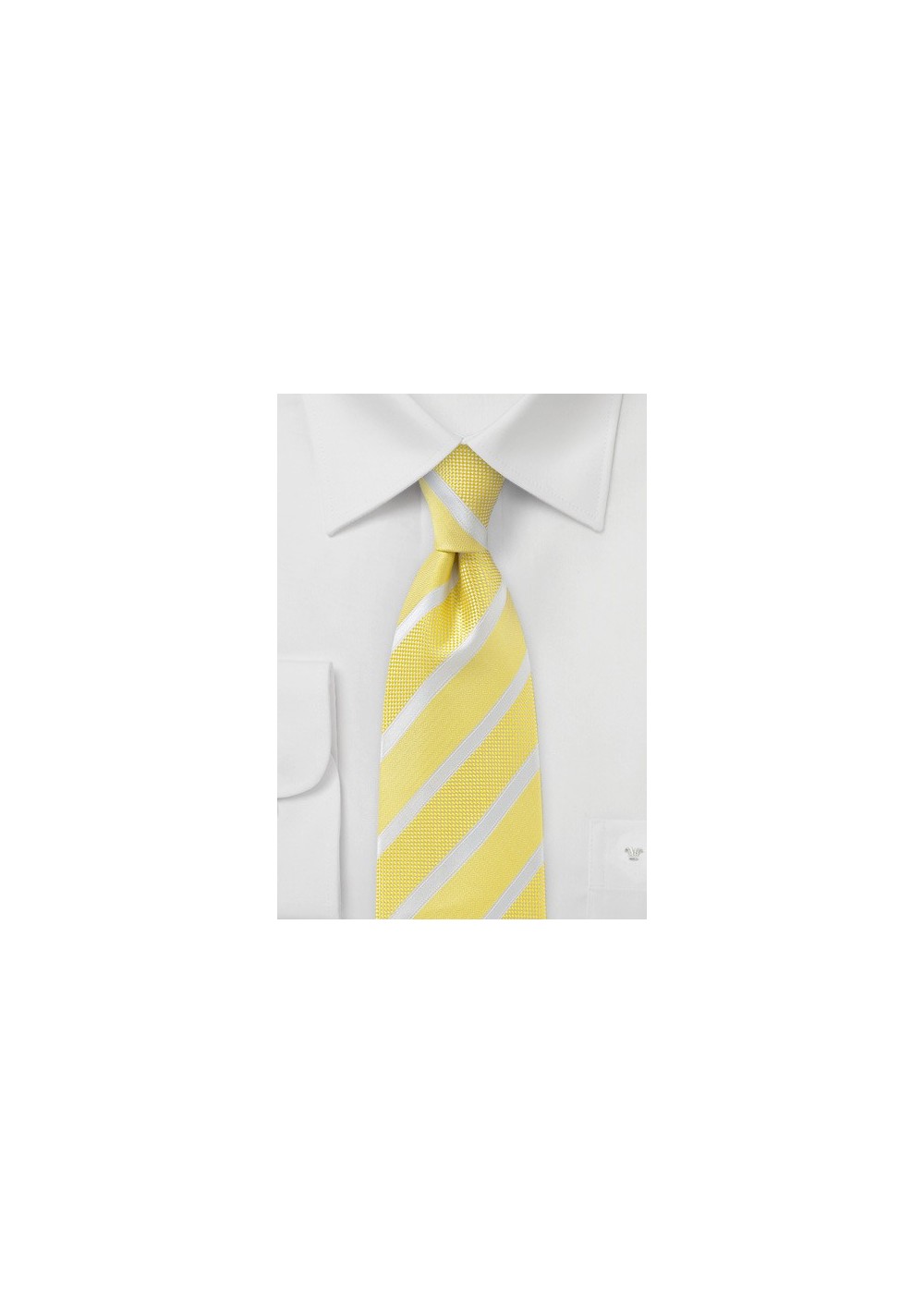 Striped and Textured Tie in Yellow and White