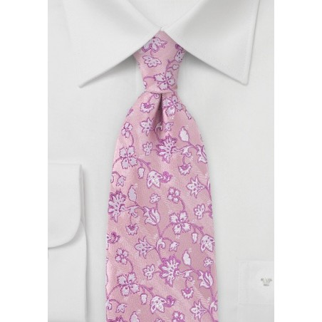 Embroidered Floral Tie in Pinks