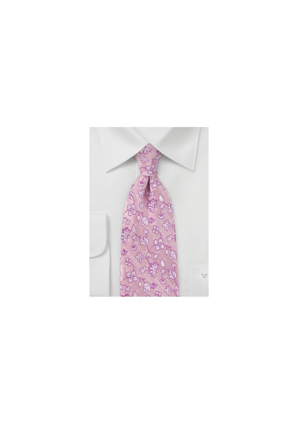 Embroidered Floral Tie in Pinks