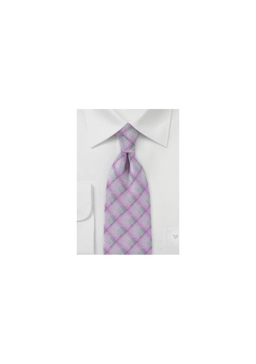 Diamond Patterned Tie in Pinks and Grays