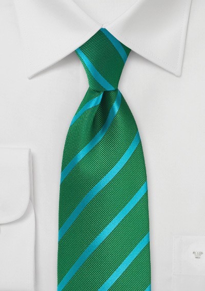 Kelly Green and Teal Striped Tie
