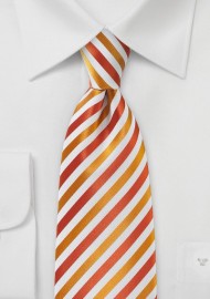 Cherry Red & Pumpkin Orange Striped Necktie