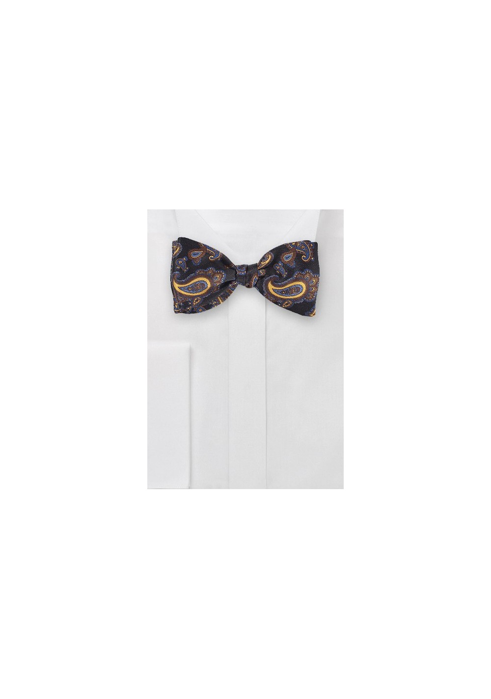 Moroccan Paisley Bow Tie in Black, Golds and Blues