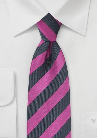 Striped Tie in Fuchsia and Navy