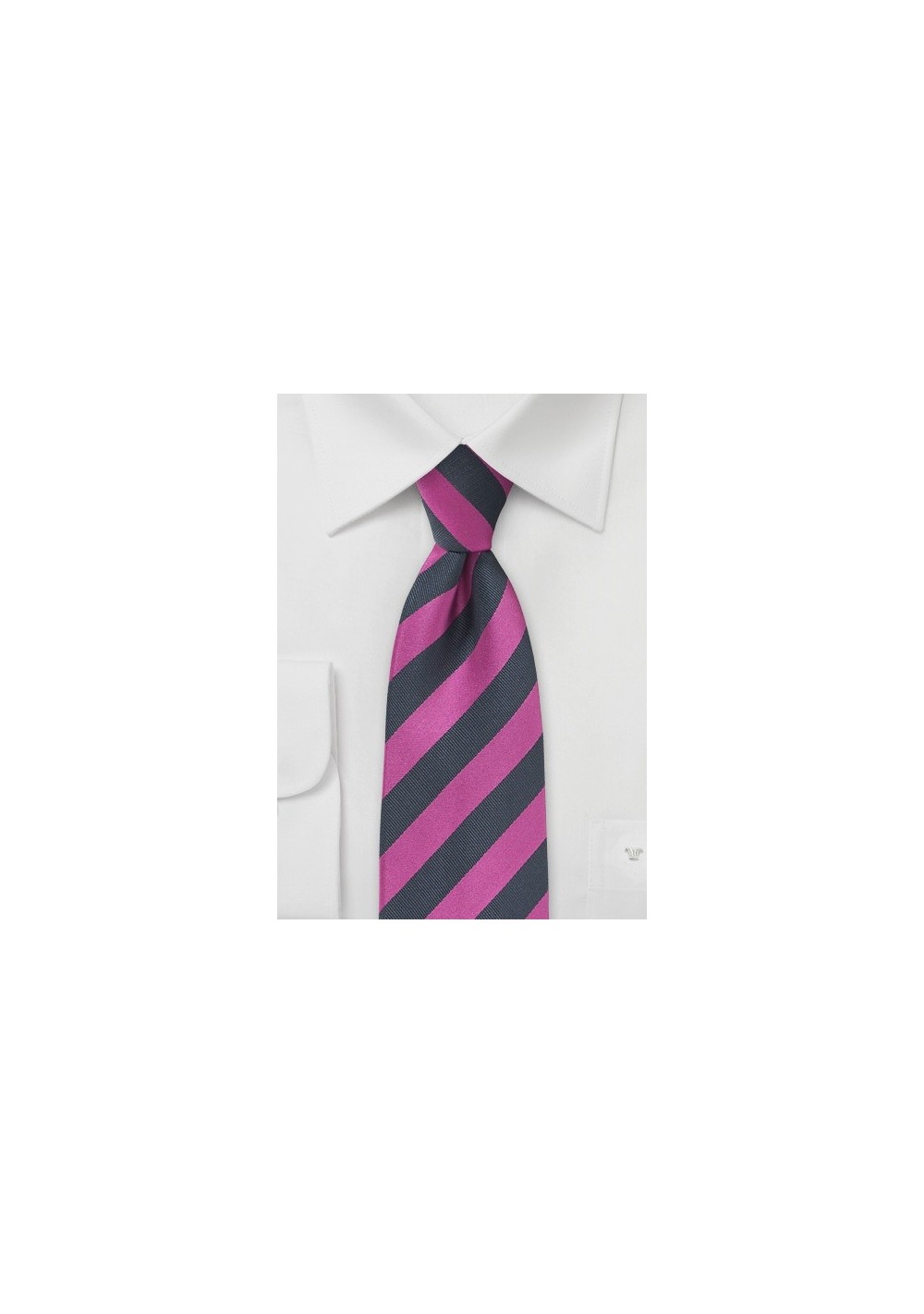 Striped Tie in Fuchsia and Navy