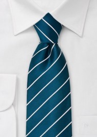Kids Turquoise and White Striped Tie