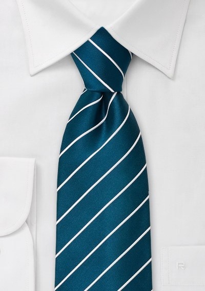 Kids Turquoise and White Striped Tie